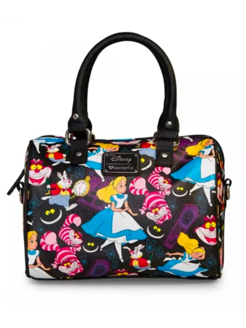 RARE Disney Loungefly Alice in Wonderland AOP Satchel Barrel Bag Vintage Heart